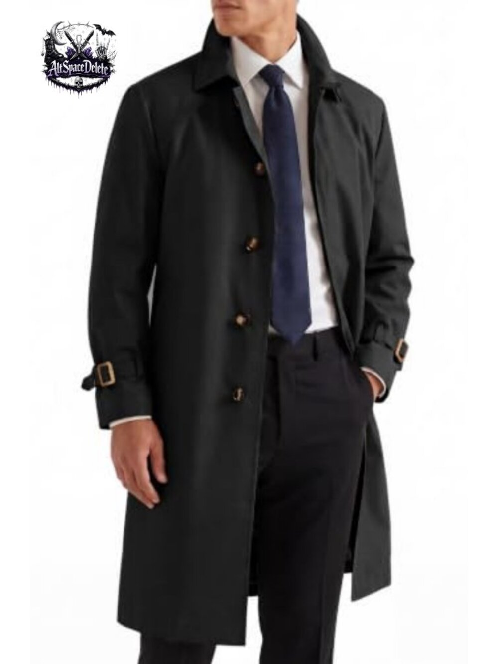 Men's Trench Coat Single Breasted Belted Overcoat Windproof Calf-Length